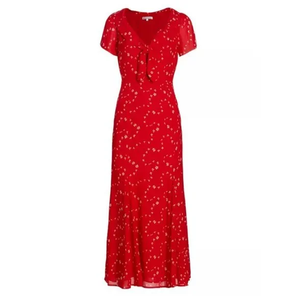 💕REFORMATION💕 Talleen Dress ~ Fresno Red Floral Print 4 NWT